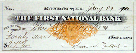 «First National Bank Rondout NY check»